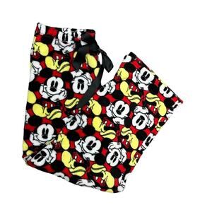 Disney Mickey Mouse Lounge Pants Womens Size M Red Black Fuzzy Cozy House Pants